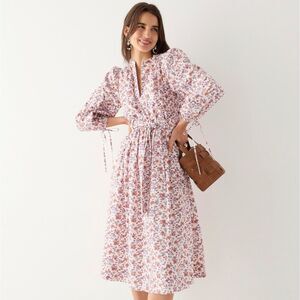 J.Crew Womens Tie-waist V-neck Midi Dress in Windsor Floral Plus Size 3X BK979